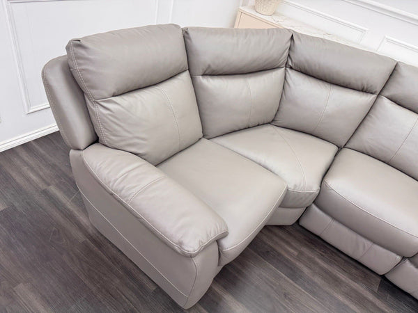 Furniture Village Snug Static L-Shape Corner Sofa In Grey Leather4