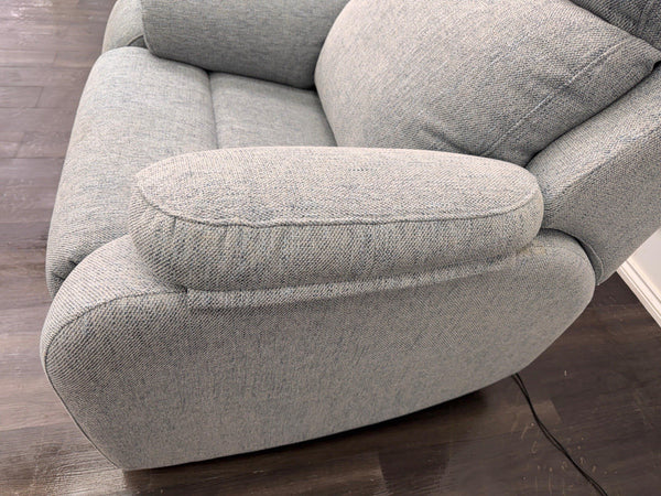 G Plan Kingsbury Power Recliner Armchair Woven Light Blue/ Grey RRP £242515