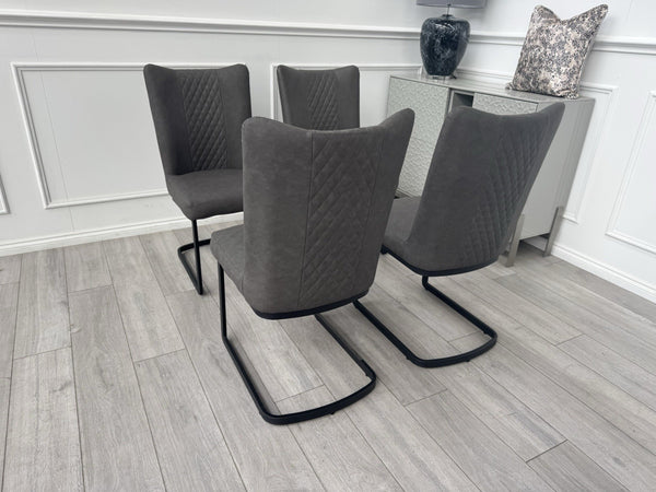 Furniture Village Bodahl Loki Set of 4 Grey Faux Suede Cantilever Dining Chairs5