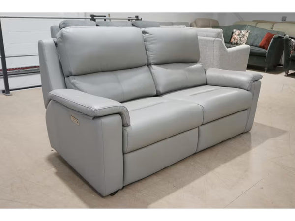 G Plan Harper cambridge grey leather 3 seater sofa power recliner - headrest2