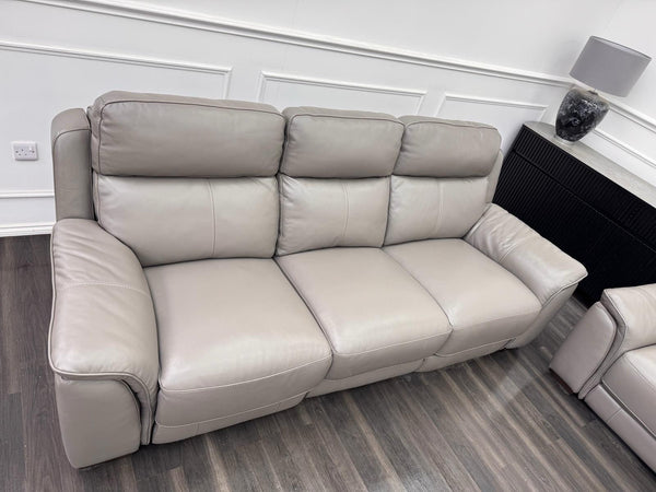 Furniture Village Power Recliner Grey Genuine Leather 3+1 Seater Sofa Set11