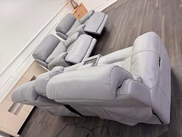 Furniture Village Link Power Recliner 2 Seater + 2x Armchairs Set Grey Leather2