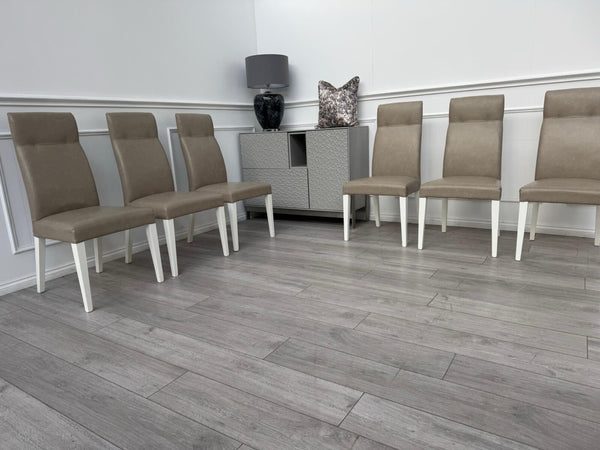 ALF Fascina Set of 6 Faux Leather Dining Chairs Taupe/ Cream RRP £3,4474