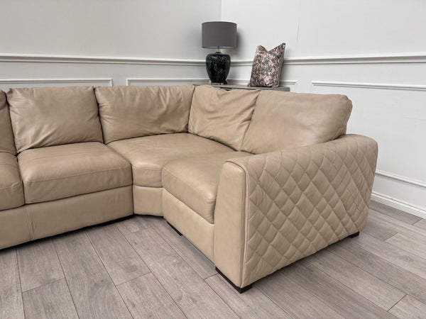 Sofology Mazzini Corner Sofa Dakota Ice Cream Leather 3/CNR/110