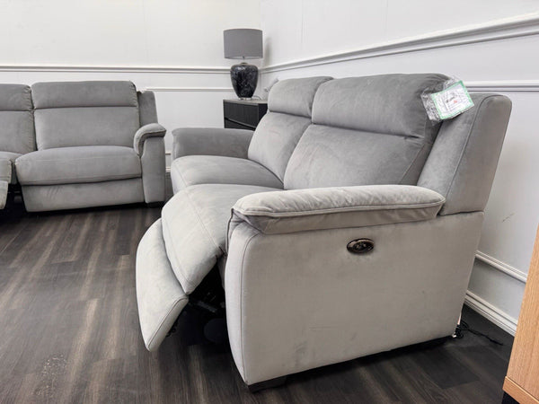 Furniture Village 3+3 Seater Sofa Set Power Recliner Grey Velvet20