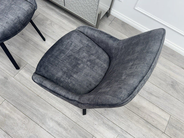 Furniture Village Veja Grey Velvet Pair Of 2 Dining Chairs3