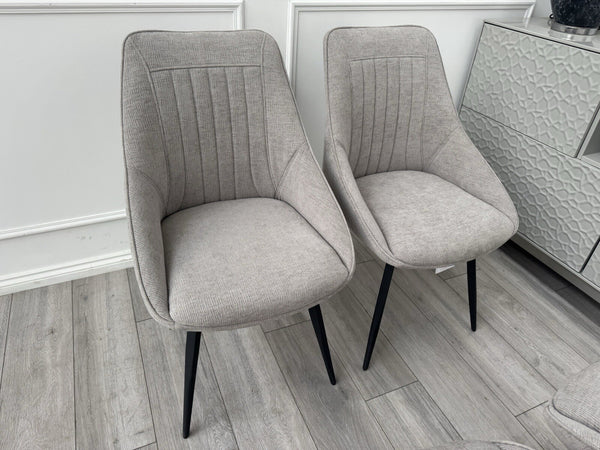 Furniture Village Crete Pair Of 2 Swivel Dining Chairs Taupe Fabric1