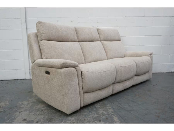 Furniture Village Chilli cream cross weave fabric power recliner 3 seater sofa4