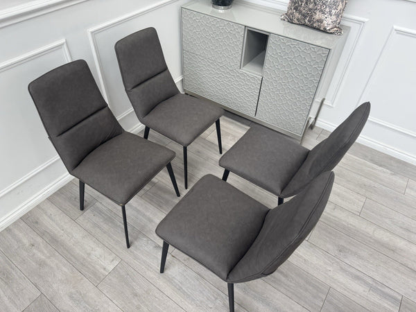 Furniture Village Bodahl Odin Set of 4 Grey Suede Dining Chairs2