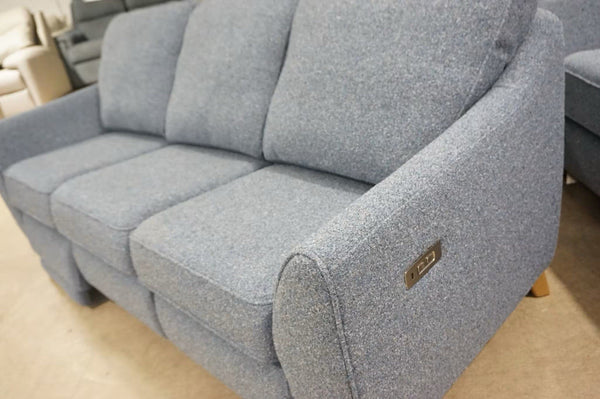 G Plan Vintage 68 tweed denim fabric Static 3 seater + Power Recliner Sofa Set5