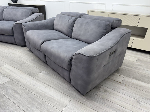 FV Xavier Grey Velvet 3+2 Seater Sofa Set Power Recliners & Headrests9