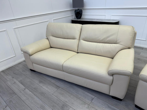 Furniture Village Hetty 3 + 3 Seater Sofa Set in Cream/Off White Leather4