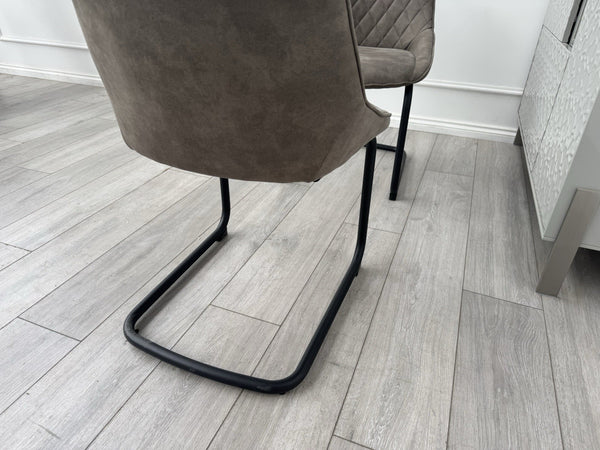 Furniture Village Warrior Taupe Faux Leather Pair Of 2 Cantilever Dining Chairs15