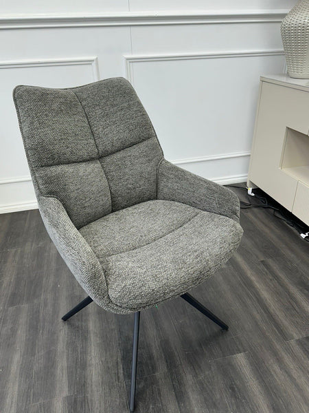 Furniture Village Kiara ash grey fabric swivel dining chair (Pre-sale)0