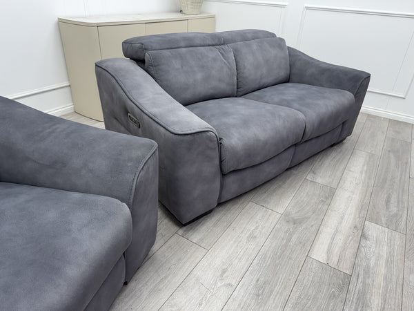 FV Xavier Grey Velvet 3+2 Seater Sofa Set Power Recliners & Headrests10