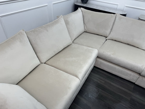 DFS Large Cream Velvet Corner Sofa Left Hand Facing (Fast Delivery)14