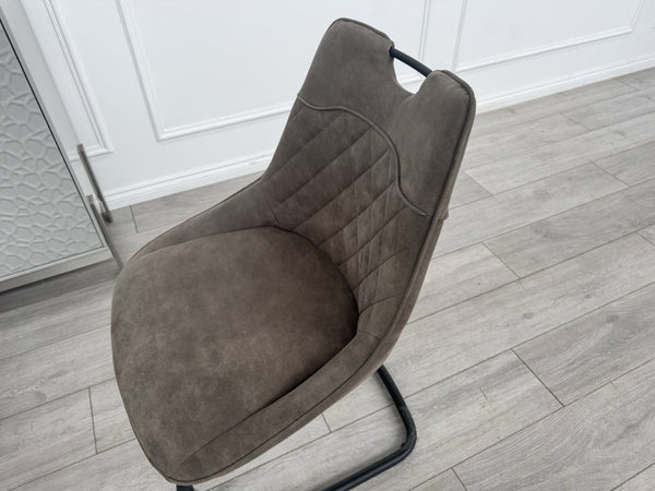 Furniture Village Warrior Taupe Faux Leather Pair Of 2 Cantilever Dining Chairs5