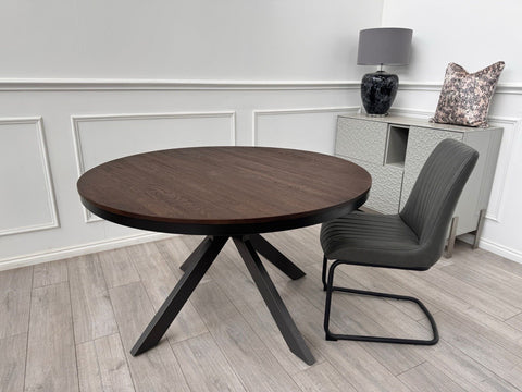 Furniture Village Earth Solid Oak Round Dining Table Walnut0
