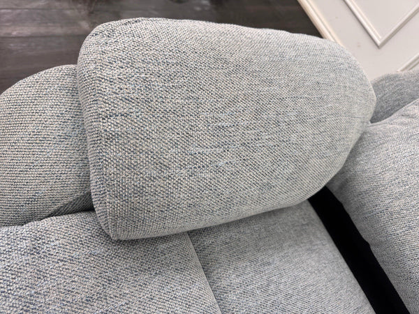 G Plan Kingsbury Power Recliner Armchair Woven Light Blue/ Grey RRP £242512