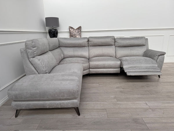 Furniture Village Contempo Grey Microfibre Power Recliner L Shape Corner Sofa1