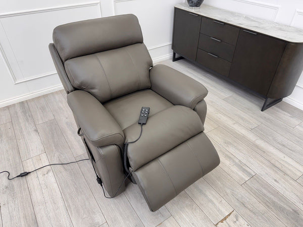 DFS Lift and Rise Electric Power Recliner Armchair Grey Genuine Leather3