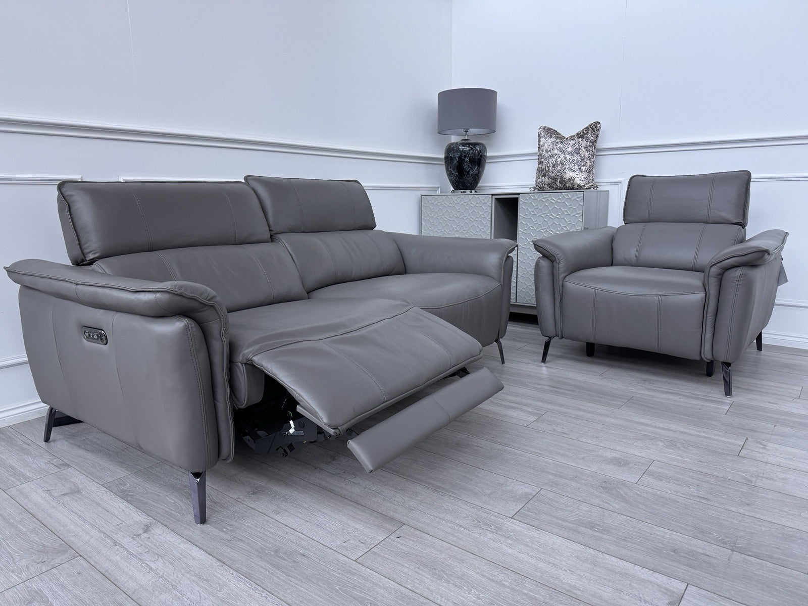 FV Jude 3 Seater & Armchair Power Recliner Sofa Set with Telescopic Headrests0