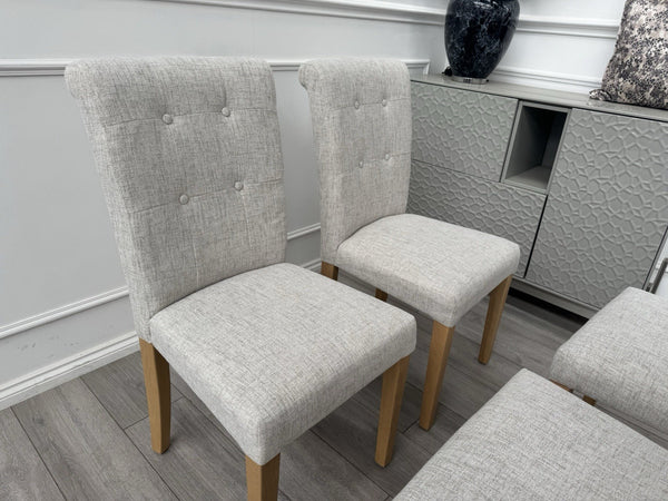 Furniture Village Augusta Cream Fabric Set Of 4 Roll Back Dining Chairs2