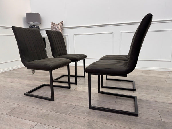 Furniture Village Grigio Set of 4 Grey Charcoal Faux Suede Dining Chairs8