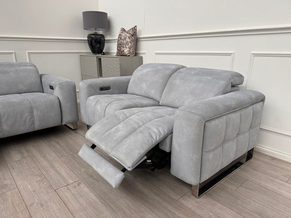 Sofology Marvella 2.5 + 2 Seater Sofa Set Flecked Silver Fabric Power Recliner12