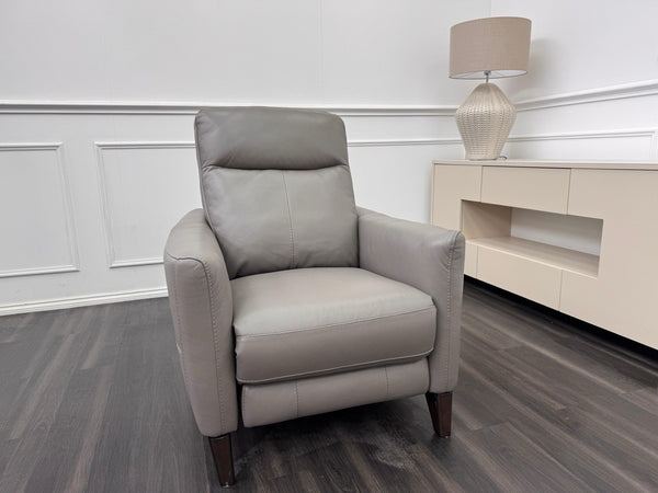 Furniture Village Petit Grey Leather Armchair Power Recliner11