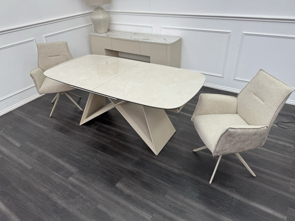 Furniture Village Mirage Large Extending Dining Table marble-effect ceramic top1