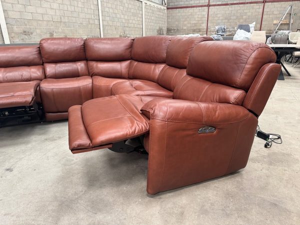 Furniture Village Link Brown Leather Power Recliner Corner Sofa Symmetrical4