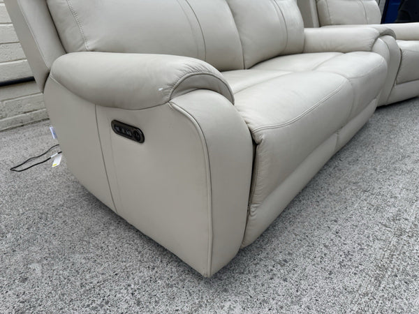 LA-Z-BOY WINCHESTER LEATHER POWER RECLINER 3 SEATER SOFA & ARMCHAIR SET - Cream16