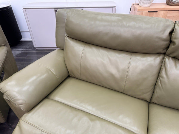 DFS Wren Power Recliner 3+3 Seater Sofa Set In Sage Green Leather2