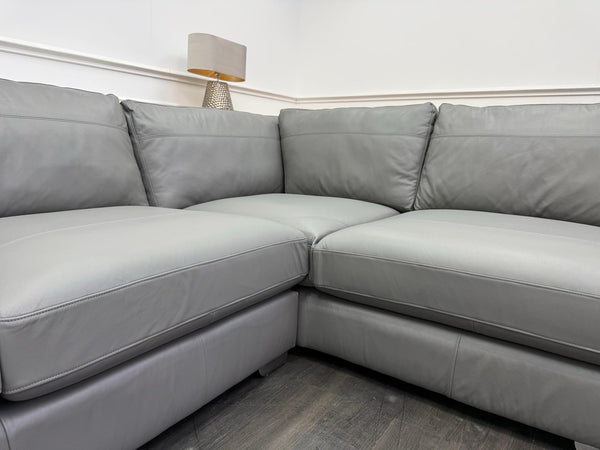Next Houghton Grey Leather Corner Sofa Open End With Footstool22