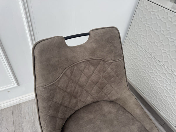 Furniture Village Warrior Taupe Faux Leather Pair Of 2 Cantilever Dining Chairs6