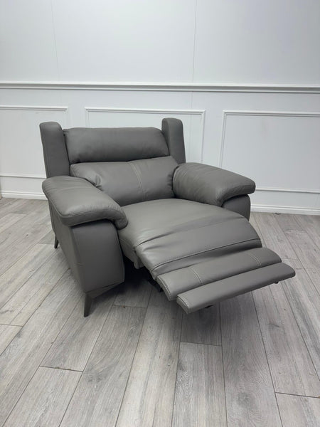 Furniture Village Missouri Power Recliner + Headrest Grey Leather Armchair4