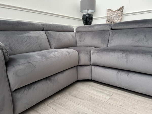 Furniture Village Nicoletti Davide Modular Corner Sofa Grey Velvet RRP £449518