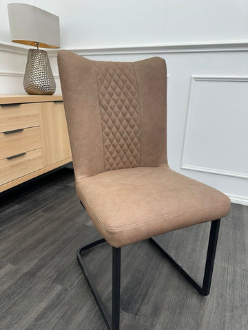 FV Loki Brown Faux Leather Cantilever Dining Chair (Choose Quantity)0