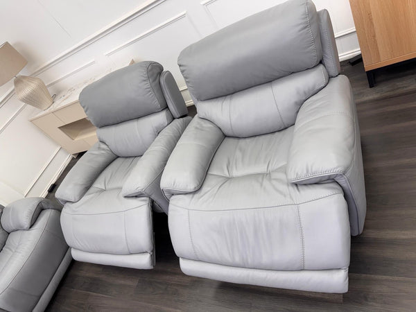 Furniture Village Link Power Recliner 2 Seater + 2x Armchairs Set Grey Leather19