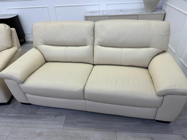Furniture Village Hetty 3 + 3 Seater Sofa Set in Cream/Off White Leather3