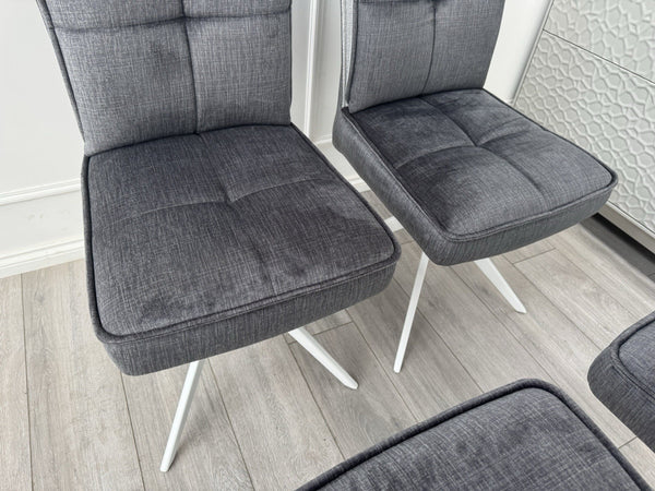 Furniture Village Glacier Set Of 8 Swivel Dining Chairs Dark Grey Fabric18