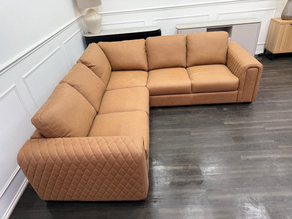 Sofology Tan Brown Leather Symmetrical Corner Sofa (Not Recliner)22