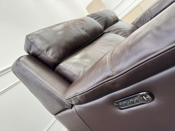 Furniture Village Starlight 3+2 Seater Sofa Set Pwr Recliner Dark Brown Leather19