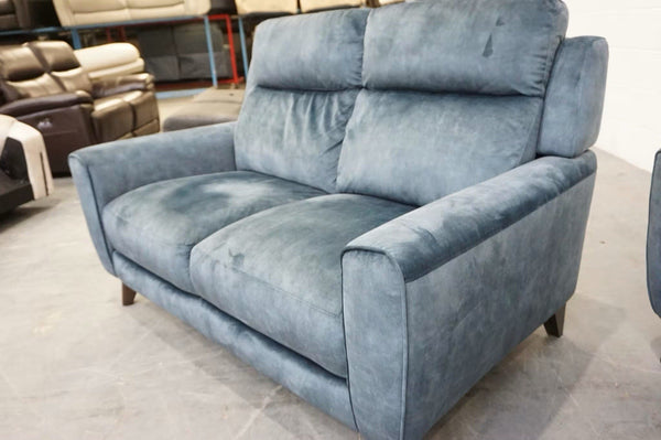 Furniture Village Zen blue velvet Power Recliner 3 + Static 2 Seater Sofa Set5