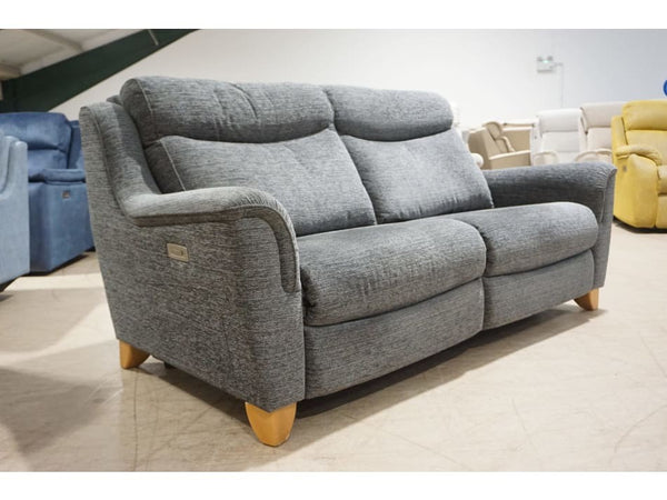 Parker Knoll Manhattan charcoal grey mix fabric electric reclining 3 seater sofa1