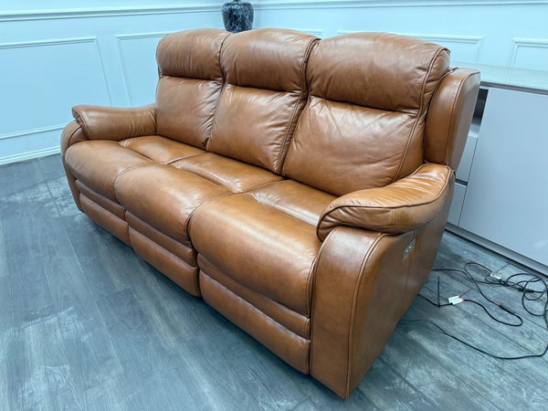 Parker Knoll Boston Brown Leather Power Recliner 3 Seater Sofa4