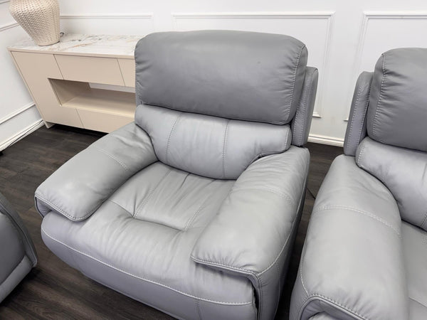 Furniture Village Link Power Recliner 2 Seater + 2x Armchairs Set Grey Leather12