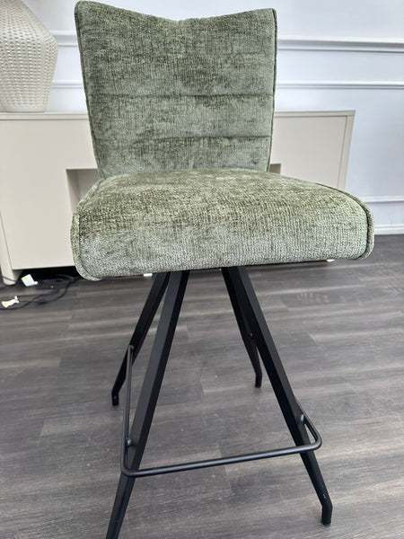 Furniture Village Saturn Green Fabric Swivel Dining Barstool2