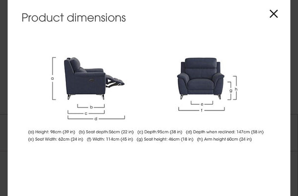 Furniture Village Contempo Grey 3 Seater Sofa Power Recliner Armchair RRP £3,78513